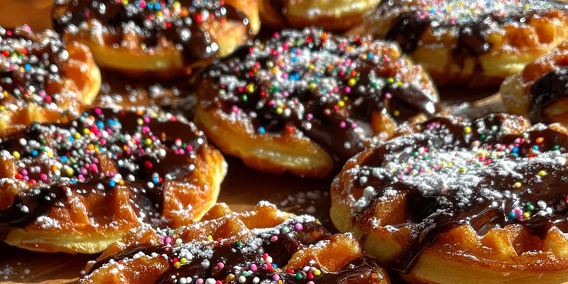 Chocolate Drizzled Waffle Donuts