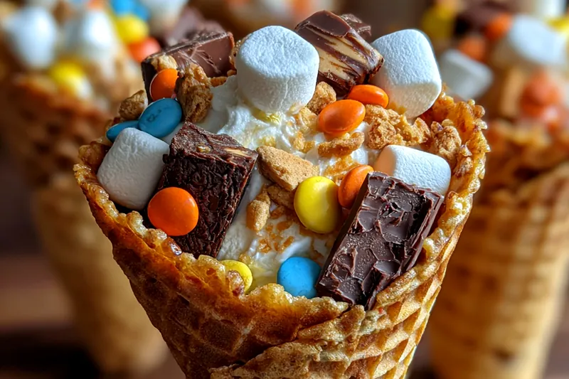 Fresh ingredients for Chocolate Marshmallow Candy Cones