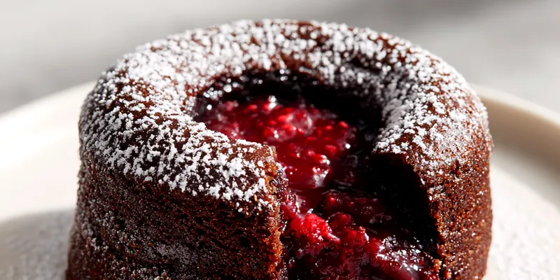 Chocolate Raspberry Lava Cake with Molten Center