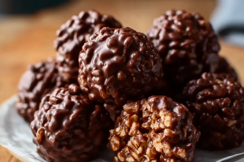 Rice Krispies cereal, chocolate chips, coconut oil, honey, and various toppings arranged on a marble countertop ready for preparation