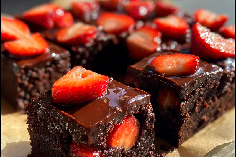 Cooking process for Chocolate Strawberry Fudge Brownies