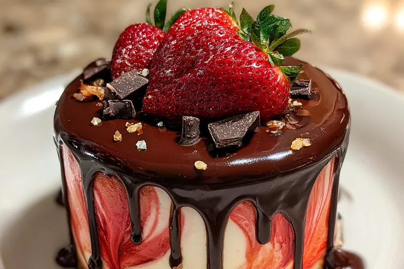 Cooking process for Chocolate Strawberry Swirl Cake