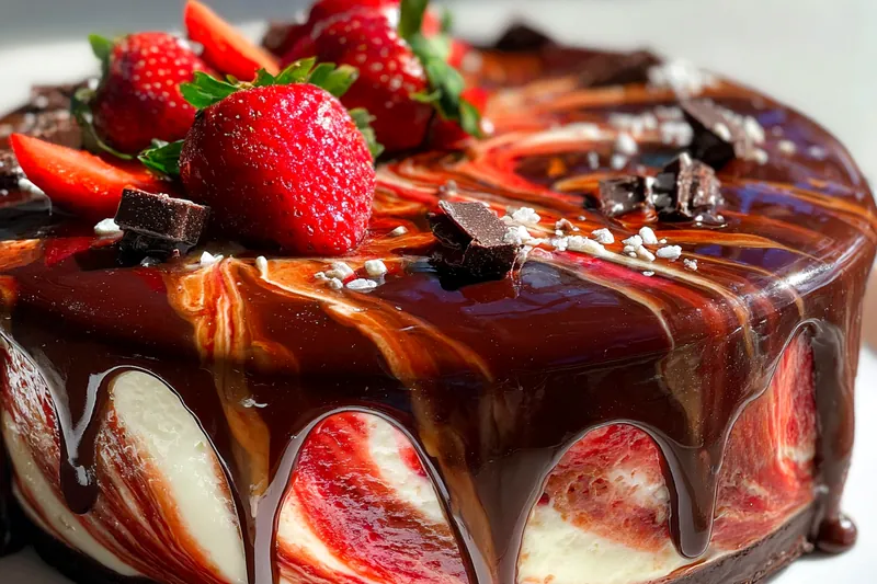 Fresh ingredients for Chocolate Strawberry Swirl Cake