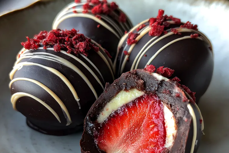 Fresh ingredients for Chocolate Strawberry Truffle Delights