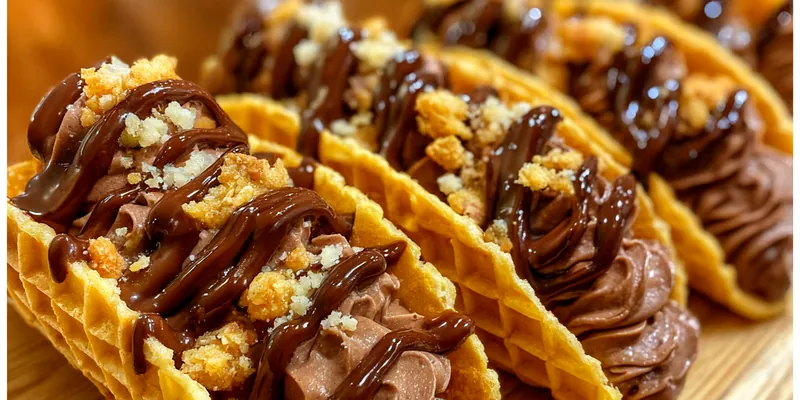 Chocolate Waffle Tacos Delight