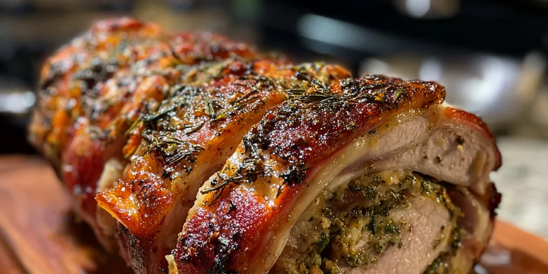 Christmas Stuffed Pork Roast with Apples and Herbs