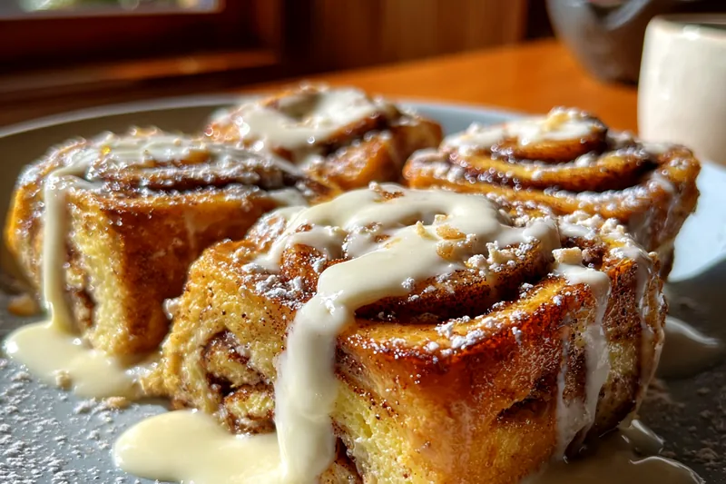 A step-by-step visual guide showing the process of making Decadent Cinnamon Roll Delight, from dough preparation to baking.