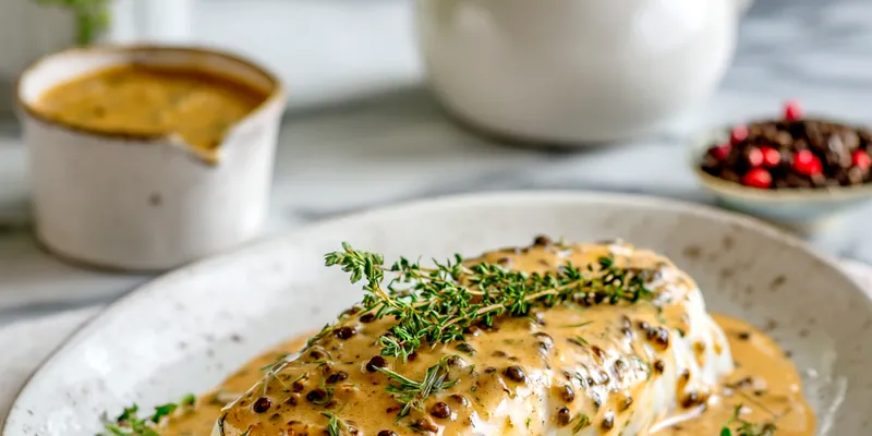 Cod with Creamy Peppercorn Sauce