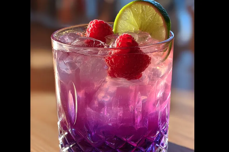 Colorful berries and fresh lemons set up for the Colorful Berry Lemonade Cocktail preparation.