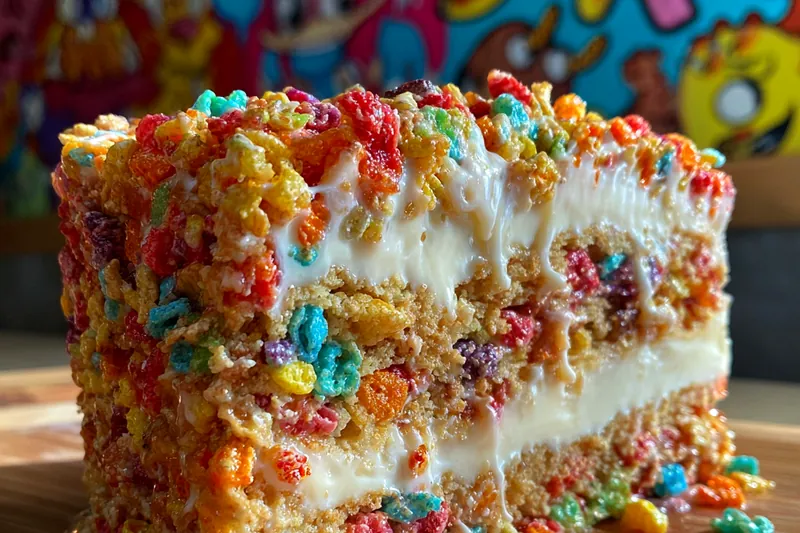 Fresh ingredients for Colorful Cereal Cheesecake Delight