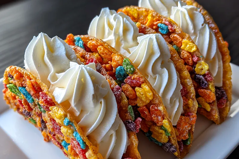 Cooking process for Colorful Cereal Cheesecake Tacos