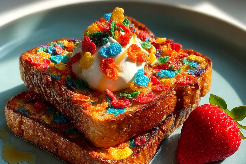 Fresh ingredients for Colorful Cereal French Toast