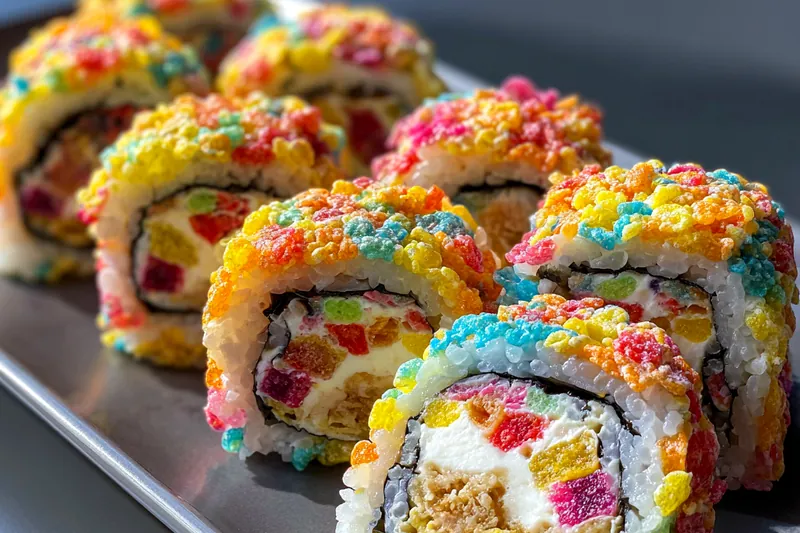 Fresh ingredients for Colorful Cereal Sushi Rolls