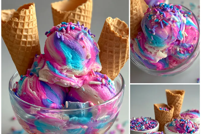 Cooking process for Colorful Cotton Candy Ice Cream