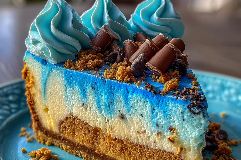 Chef Mitchell carefully decorating cookies with vibrant blue frosting.