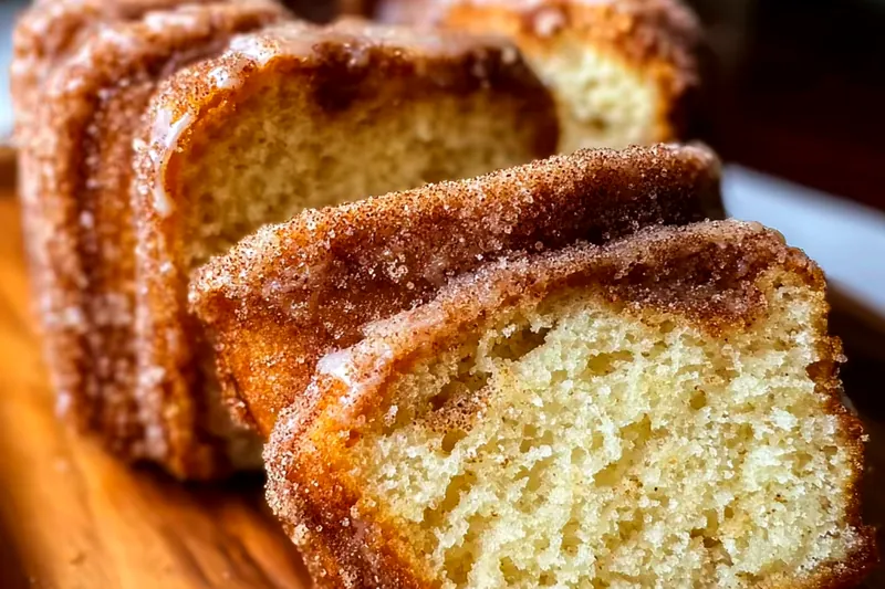 Cozy baking ingredients including flour, cinnamon, brown sugar, eggs, milk, and butter arranged on a vintage wooden surface with measuring cups and cinnamon sticks
