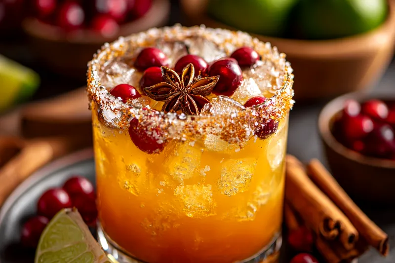 Fresh ingredients for Cranberry Lime Holiday Beverage