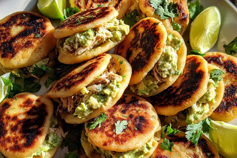 Cooking process for Creamy Avocado Chicken Arepas