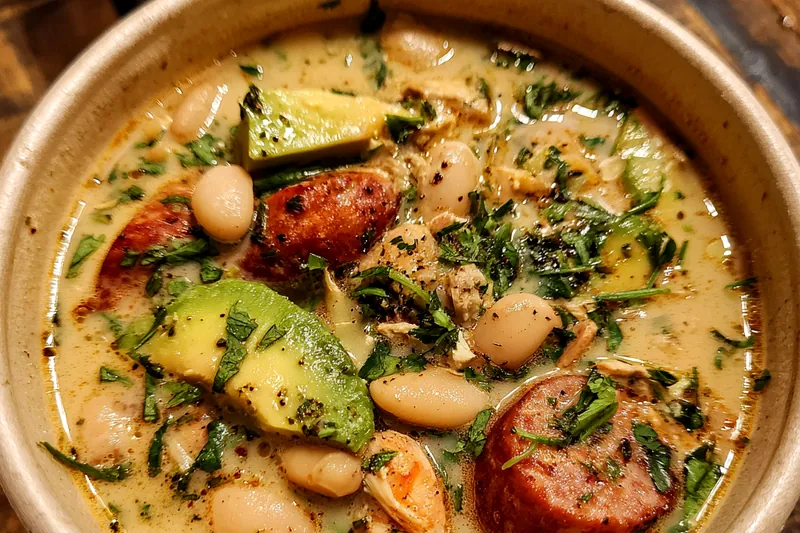 Fresh ingredients for Creamy Avocado Chicken Stew