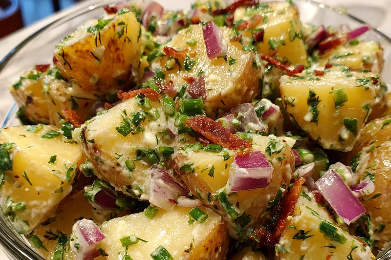 Cooking process for Creamy Bacon Potato Salad