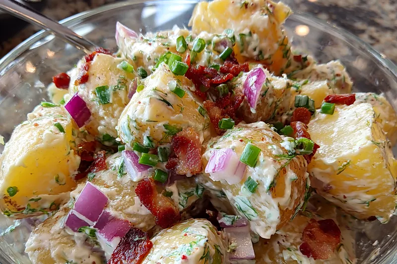 Fresh ingredients for Creamy Bacon Potato Salad