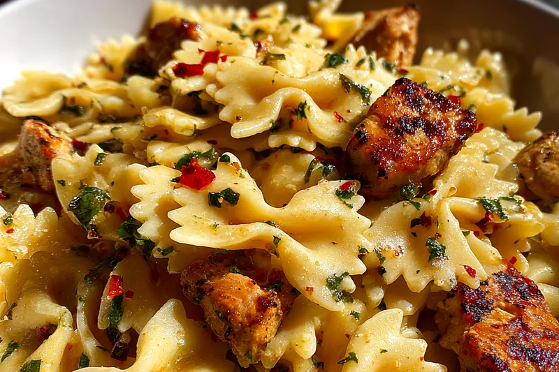 Cooking process for Creamy Chicken Bowtie Pasta