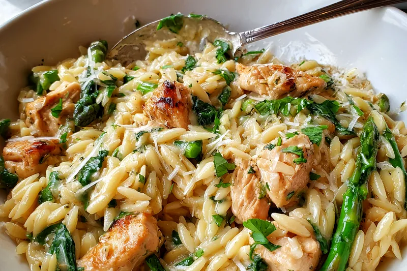 Cooking process for Creamy Chicken Orzo Delight