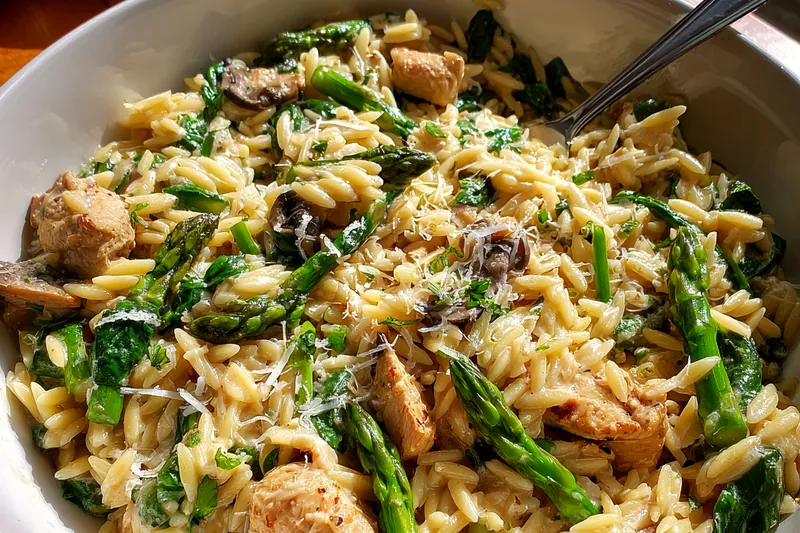 Fresh ingredients for Creamy Chicken Orzo Delight