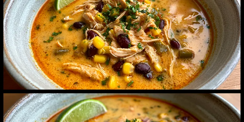 Creamy Chicken Poblano Black Bean Soup