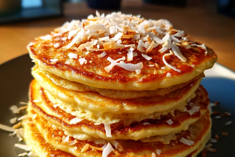Chef Mitchell pouring pancake batter into a heated skillet, creating perfectly round pancakes.
