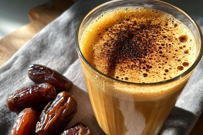 Fresh ingredients for Creamy Date Coffee Smoothie