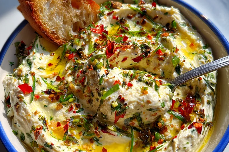 Fresh ingredients for Creamy Garlic Herb Spread