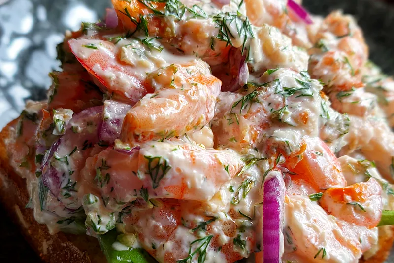 Fresh ingredients for Creamy Herb Shrimp Salad