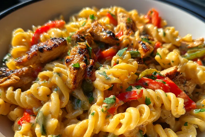 Cooking process for Creamy Jerk Chicken Pasta