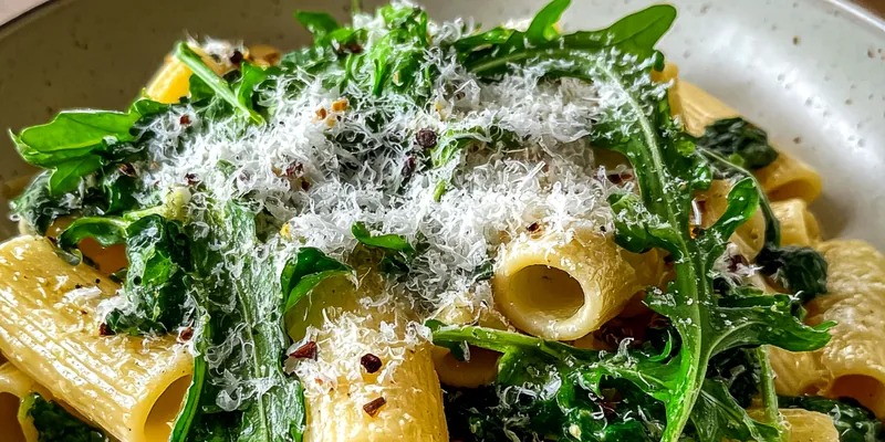 Creamy Pasta with Arugula &amp; Grated Cheese