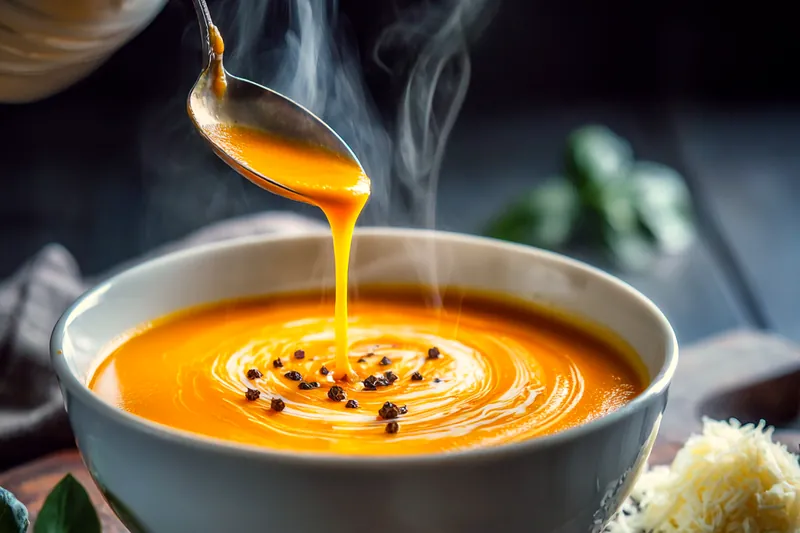 Cooking process for Creamy Roasted Pepper Soup