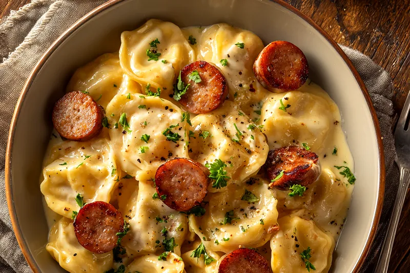 Fresh ingredients for Creamy Sausage Pasta Delight