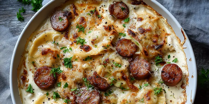 Creamy Sausage Pierogi Skillet