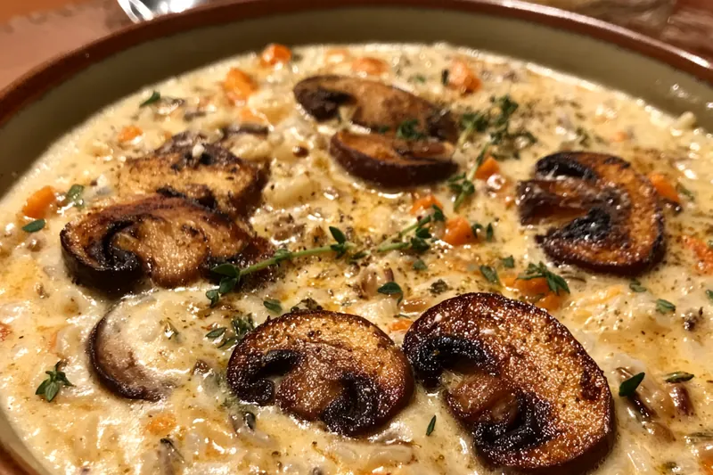 Cooking process for Creamy Wild Rice Mushroom Soup