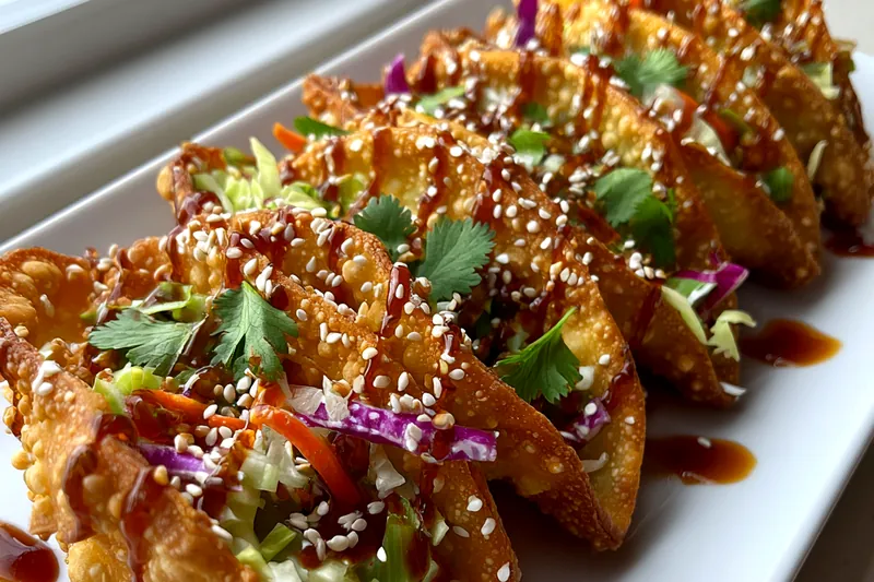 Fresh ingredients for Crispy Asian Wonton Tacos