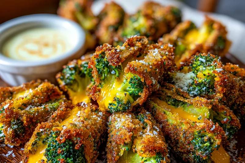 An array of fresh ingredients for Crispy Broccoli Cheese Bites, including broccoli, cheese, and spices.