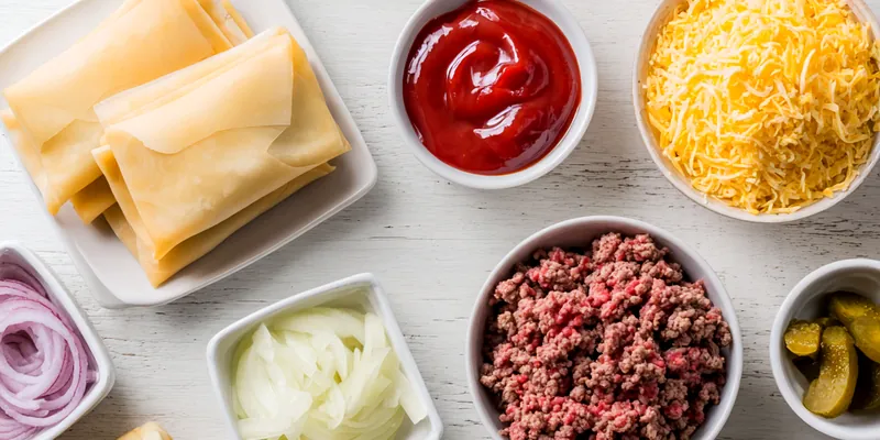 Crispy Cheeseburger Egg Rolls with Sesame Crust