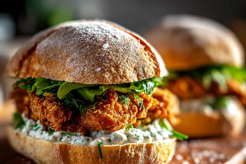 Fresh ingredients for Crispy Chicken Caesar Sandwich