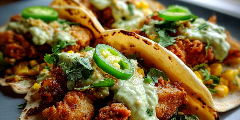 Crispy Chicken Tacos with Corn