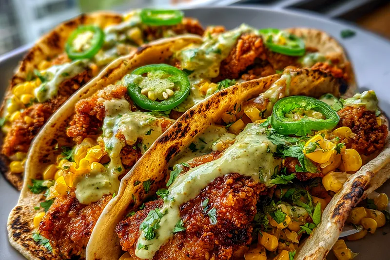 Fresh ingredients for Crispy Chicken Tacos with Corn