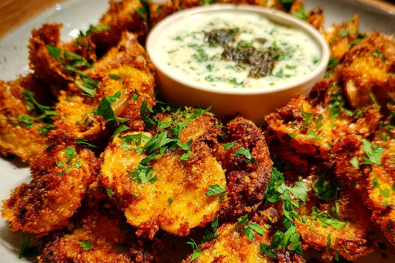 Fresh ingredients for Crispy Fried Mushrooms Delight