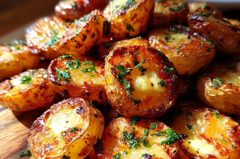 Cooking process for Crispy Garlic Butter Potatoes