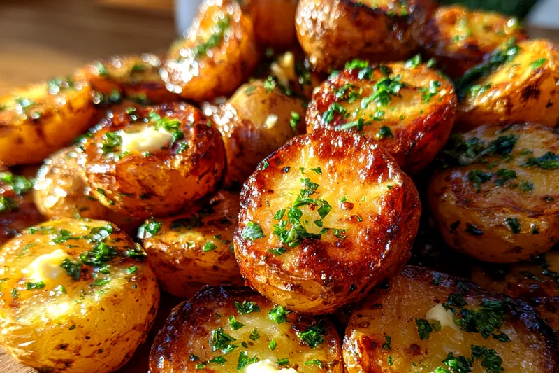 Fresh ingredients for Crispy Garlic Butter Potatoes