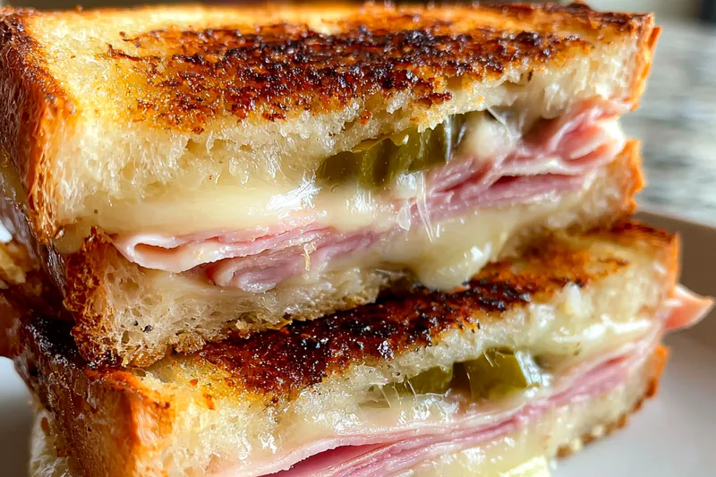 Fresh ingredients for Crispy Grilled Ham Sandwich