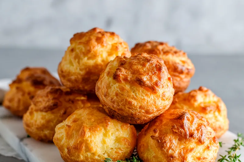 Ingredients for crispy mashed potato cheese puffs laid out on a counter